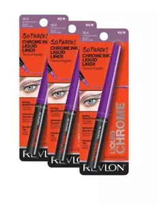3 Pack Revlon So Fierce! Chrome Ink Liquid Eyeliner 903 Ultraviolet 0.03 oz. - Picture 1 of 10