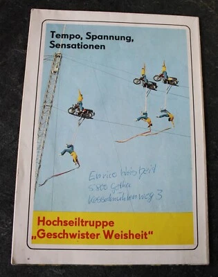 Hochseiltruppe "Geschwister Weisheit", Gotha, Programm, UNTERSCHRIFTEN,1983 - Bild 1 von 4