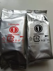2 X Lexmark 1 Genuine Tri-Colour 2 Ink Cartridges - Original Lexmark 1 Multipack - Picture 1 of 4