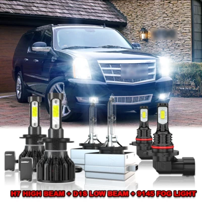 Farol combo LED/HID para Cadillac Escalade 2010 6X + lâmpadas para faróis de neblina - Imagem 1 de 4