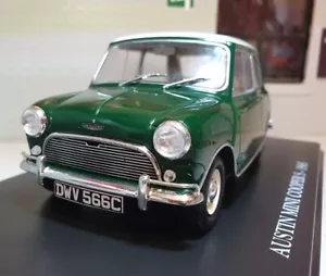 Mini Cooper S Green Austin Mk 1 1965 Vintage With Case Diecast 1:24 Scale Model - Picture 1 of 14