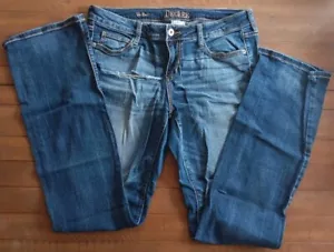 Decree Womens Slim Boot Cut Jeans Sz 11 Med Blue Distressed Pants - Picture 1 of 10