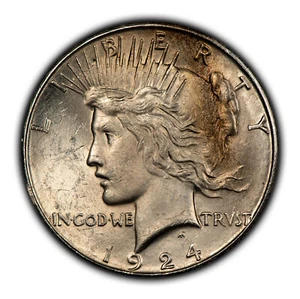 1924-S $1 Silver Peace Dollar - UNC Semi Key Date - SKU-D5574 - Picture 1 of 4