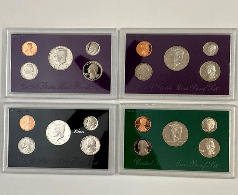U.S. Proof Sets 1991S, 1992S (Silver), 1993S, 1994S OGP + Extra 1994S Set Cover