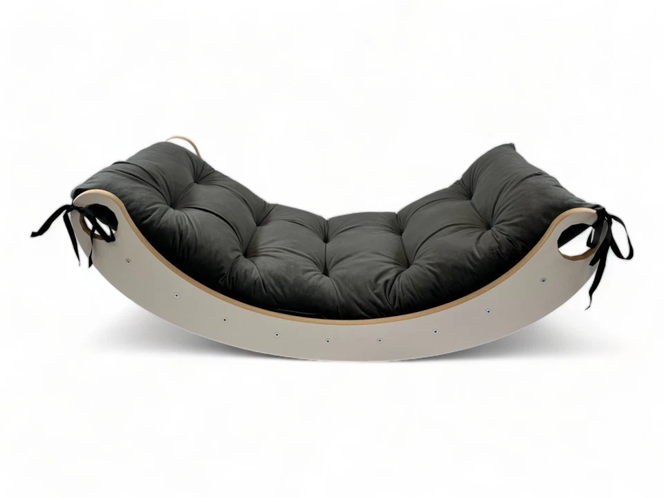 GUGI Rocker Pikler Holz Kleiner Balance Board Kinder Bogenwippe mit Graphit Kissen