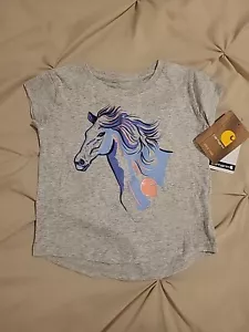 NEW 2T Carhartt Short Sleeve Logo HORSE Graphic T-Shirt, Grey Heather NWT - Picture 1 of 2