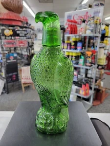 Vintage Green Glass Eagle Decanter. Made In Taiwan. 11" Tall - Picture 1 of 12
