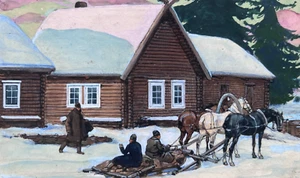 Antique Original Drawing Gouache, Illustration, Laponie Artwork - Picture 1 of 8
