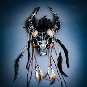 Indian Antelope Skull Masks Halloween Costume Dress Up Party Masks Silver Black - Picture 1 of 4