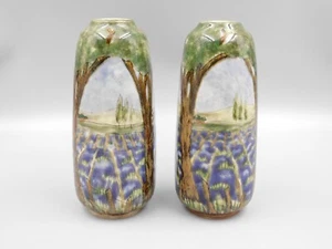 A RARE PAIR OF COBRIDGE WARE 7 1/2" CALEY MILL VASES by RACHEL BISHOP. - Picture 1 of 4