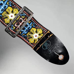 RARE: Vintage KAMIYA SPECIAL Guitar Strap Etched Buckle Leather Ends 1970s Japan - Picture 1 of 16