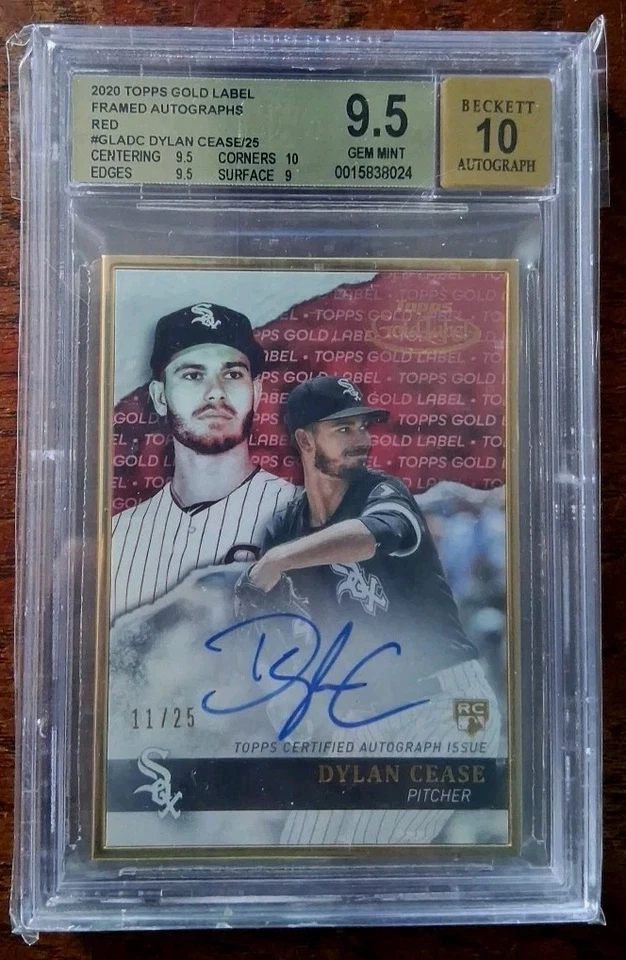 Dylan Cease 2020 Topps Gold Label Red Framed RC Auto #'d 11/25 BGS 9.5 Auto 10 - Image 1 of 3