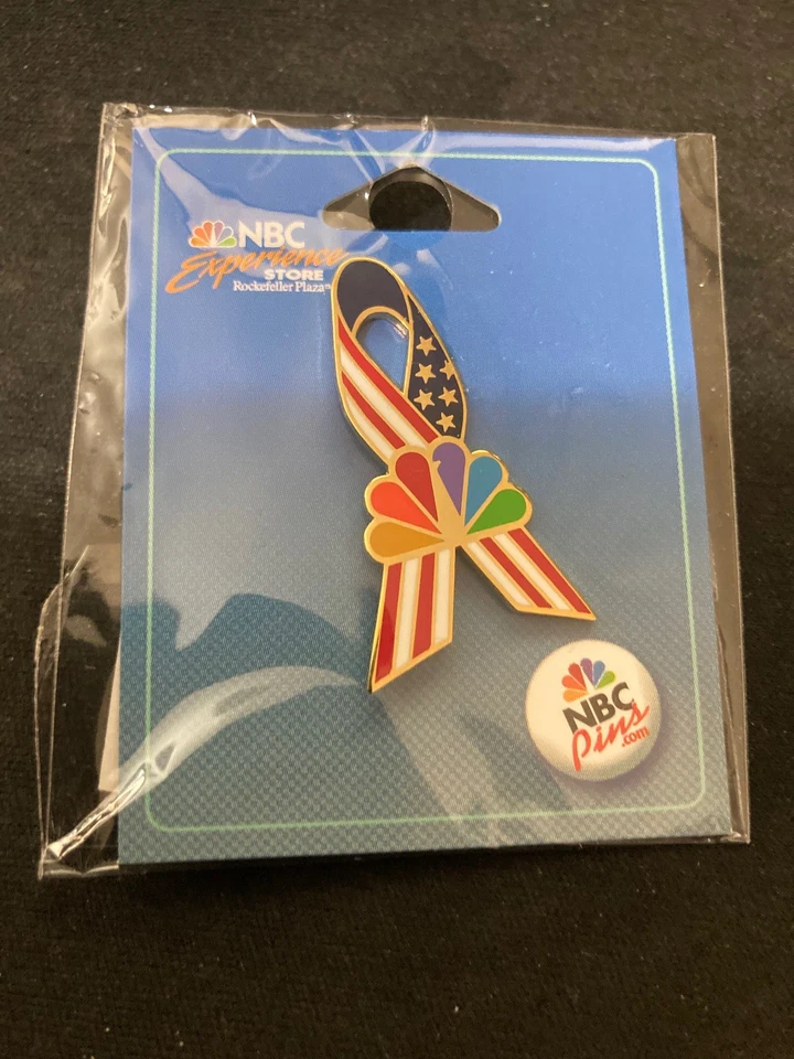 PIN 2002 Salt Lake City Olympics NBC News American Flag Peace Logo - Image 1 of 1