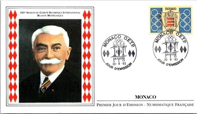 摩纳哥 FDC 1993 年第 101 届国际奥委会会议 - A03256 — 第 1/2 张图片