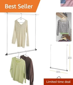 Chrome Double Closet Rod - Heavy-Duty Wall-Mounted Organizer for Space-Saving - Bild 1 von 7