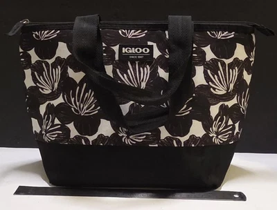 Igloo Essential Tote Lunch Bag Cooler. B&W Floral Print - Image 1 of 4