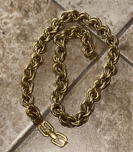 Givenchy Vintage Collana Girocollo Tono Oro Pesante Tripla Maglia Rotta Danneggiata 146g - Foto 1 di 3