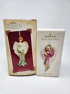 Hallmark Ornament Lot 2005 ANGEL OF GRACE 2006 Angel Of Love Christmas Porcelain - Picture 1 of 5