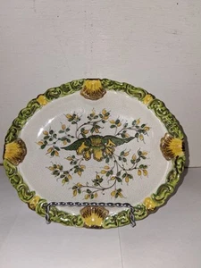 Plato ovalado floral verde y amarillo vintage Meiselman Bossano Italia E908 mediados de siglo - Imagen 1 de 4