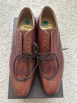Church's HAILWOOD Brogues платье шнурует вверх каштановые кожаные туфли - Мужская 8 Великобритании/9 США - Изображение 1 из 4