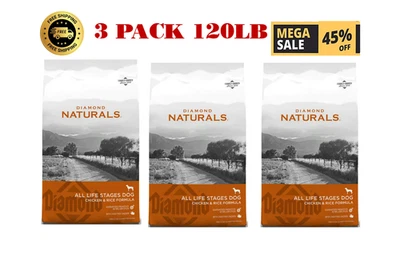 3PACK 120LB Diamond Naturals All Life Stages Chicken & Rice Formula Dry Dog Food - Image 1 of 4