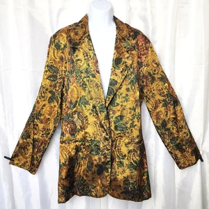 VTG 90s Baroque Gold Tapestry Blazer Michael & Company Jacket Sz M Dark Academia - Picture 1 of 10