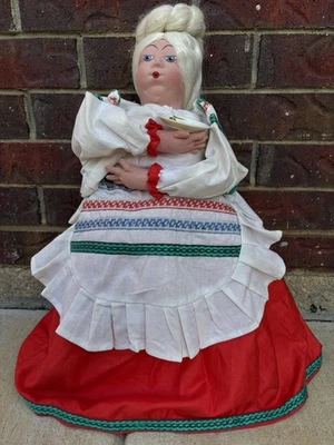 Tetera rusa Babushka Samovar hecha a mano vintage de los años 90 acogedora muñeca de 20" de alto Foto 1 de 4