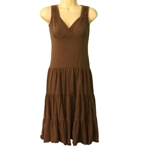 Vestido Chesley Marrón Boho Tejido en Niveles Juniors Talla Pequeña Midi Calce Acampanado - Imagen 1 de 6