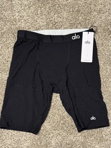 New Mens Alo Yoga Compression Shorts Spandex 9” Medium Black - Picture 1 of 8