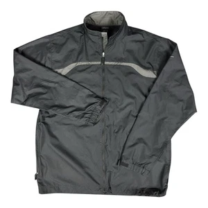 Nike Golf Jacket Mens Large Black Windbreaker Gray Full Zip Swoosh Y2K Vintage - Picture 1 of 11