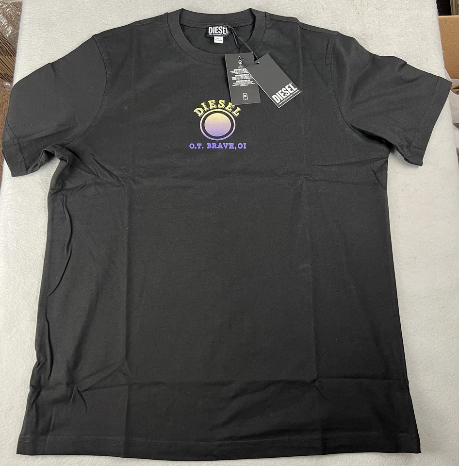 Diesel T-Diego C1 Recycled Styles Tee T-shirt Size XL Black Graphic Front
