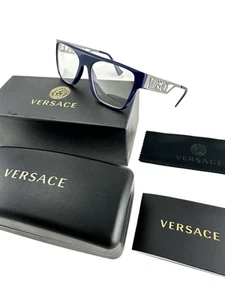 Versace NOWE Niebieskie Retro Flat Top Ramki Srebrne Męskie 55-19-145 Okulary VE3326U - Zdjęcie 1 z 12