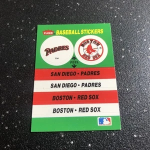 Fleer Baseball Stickers San Diego Padres & Boston Red Sox MLB - Picture 1 of 2