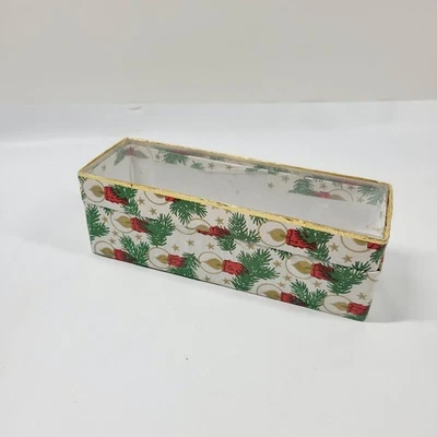 Vintage MCM Empty Small Christmas Gift Box Candles Pine Boughs  - Image 1 of 4