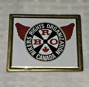 Vintage BRO Bikers Rights Organization Canada Brass Belt Buckle  - Picture 1 of 3