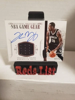 2014-15 National Treasures NBA Game Gear Auto Patch Thaddeus Young 57/75 Nets - Image 1 of 4