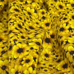 40CM Yellow SUNFLOWERS Cotton Fabric Toys Quilting Kids Crafts Dress 140cm - Picture 1 of 9