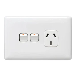 HPM Single 10A GPO, extra 10A switch Horiz LN787XWE Switch Socket / Power Point - Picture 1 of 3