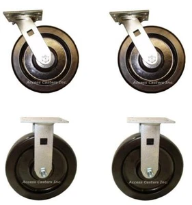 8AEMH-SET 8 Inch Caster Set with Phenolic Wheels 2 Rigid 2 Swivel, Set of 4 - Picture 1 of 3