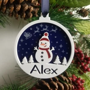 Snowman Personalised Christmas Tree Hanger with Name, Xmas Decoration Gift - Picture 1 of 12