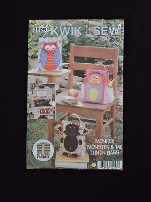 Monkey Monster Me Lunch Bags Kwik Sew Sewing Pattern by Kerstin Martensson 3925 - Image 1 of 3