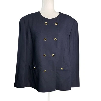 Chaqueta Blazer Rena Rowan para SAVILLE Azul Marino Doble Pecho Y2K Mujer Talla 18W Foto 1 de 4