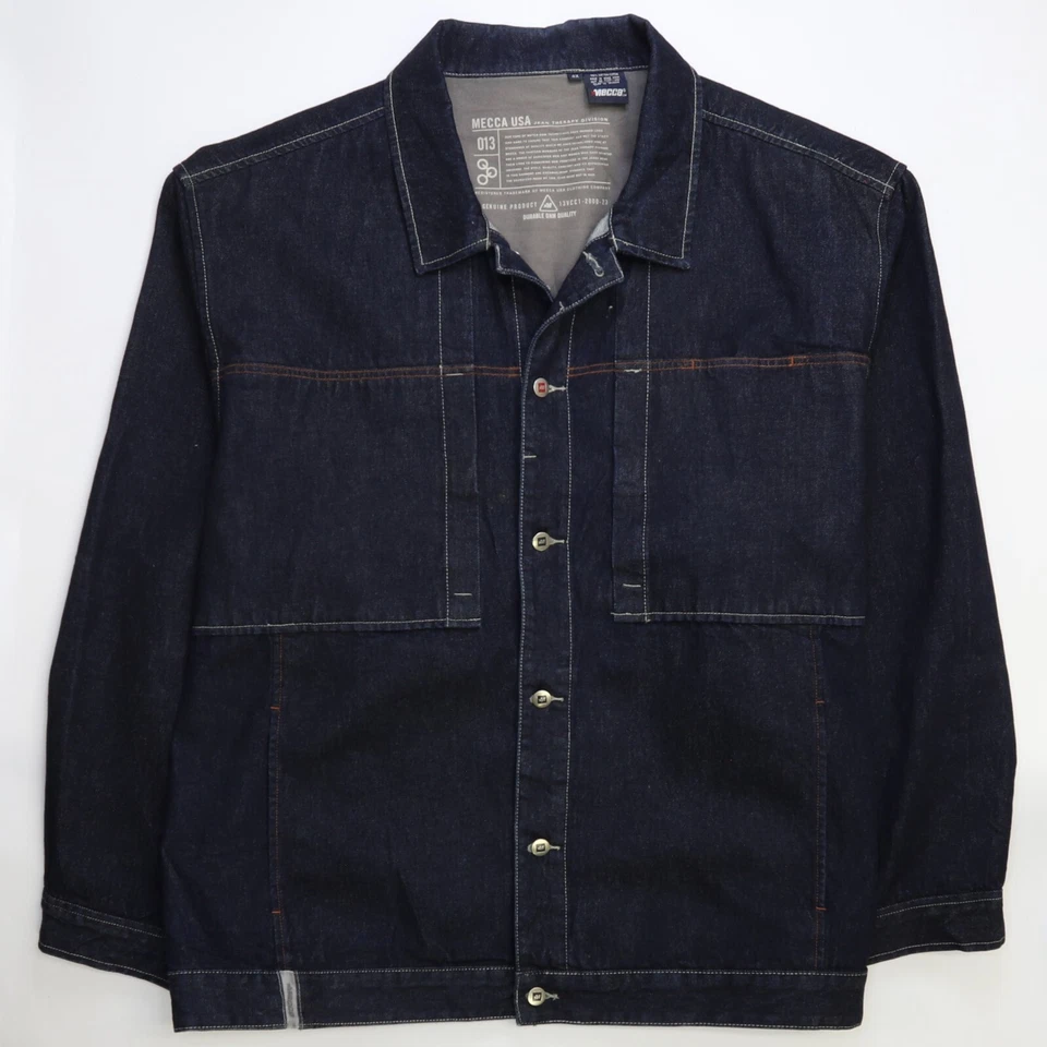 Jaqueta jeans vintage Mecca tamanho 4XL Y2K hip hop - Imagem 1 de 4