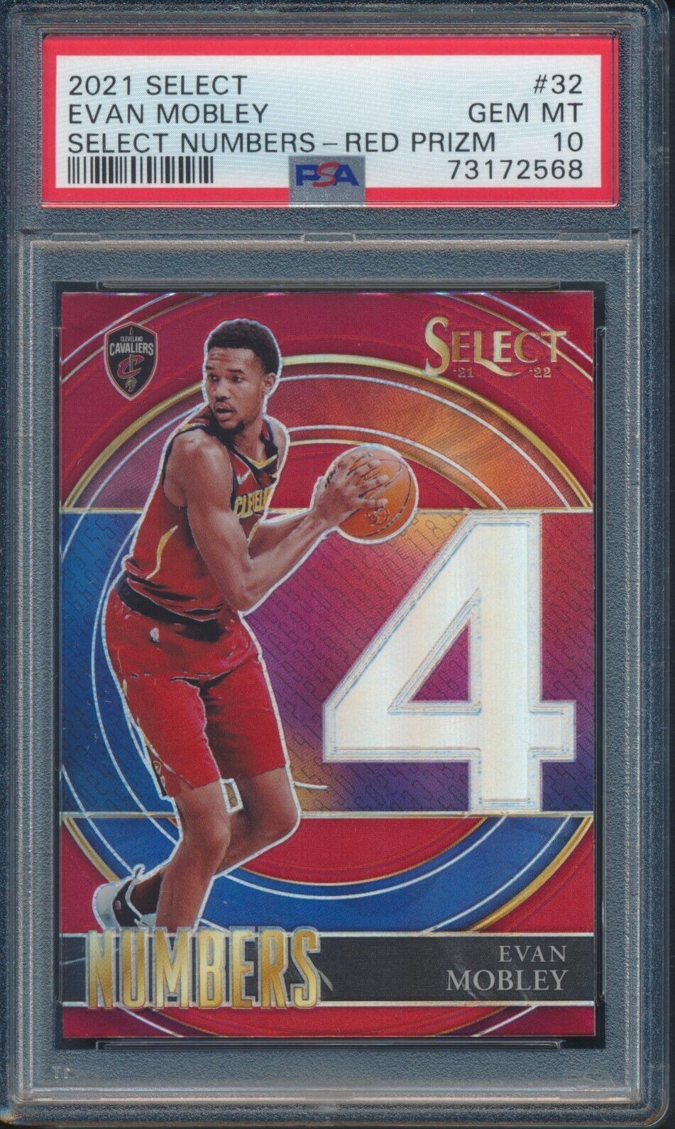 2021 Panini Select SELECT NUMBERS RED PRIZM Evan Mobley RC #32 PSA 10 CAVALIERS