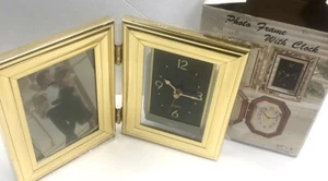 Gold Photo Frame And Quartz Clock Combination, Holds 3.5 X 5 Photo NOS - Picture 1 of 10