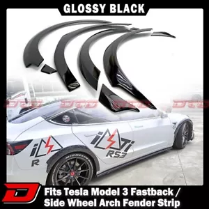 17-23 Fit For Tesla Model 3 Saloon Wheel Arch Fender Strip Cover Painted Black - Bild 1 von 6