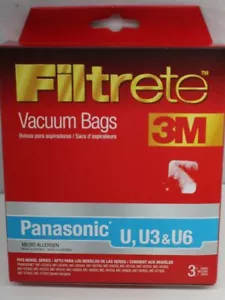 Sacchetti sottovuoto Filtrete Panasonic U, U3, U6 confezione da 3 attacchi micro allergeni 68701A - Foto 1 di 2