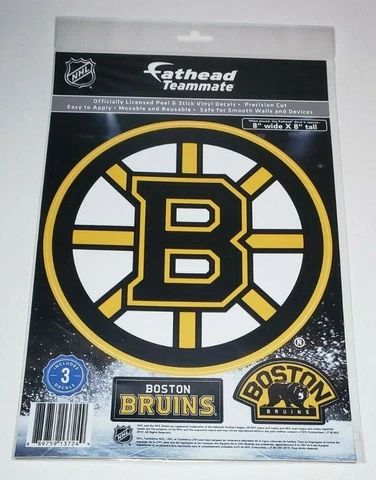 Boston Bruins NHL Fathead Vinyl  Wall Graphic Sticker Helmet Decals REUSABLE Cover