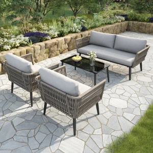 4-Sitzer Gartenmöbel Set Outdoor Sofa Loungemöbel Sitzgruppe mit Tisch Stuhlset - Bild 1 von 14