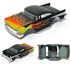 2023 AFX ’tras 1957 Lowered ’57 Chevy Bel Air Black O/Y Flamed HO Slot Car BODY - Picture 1 of 1